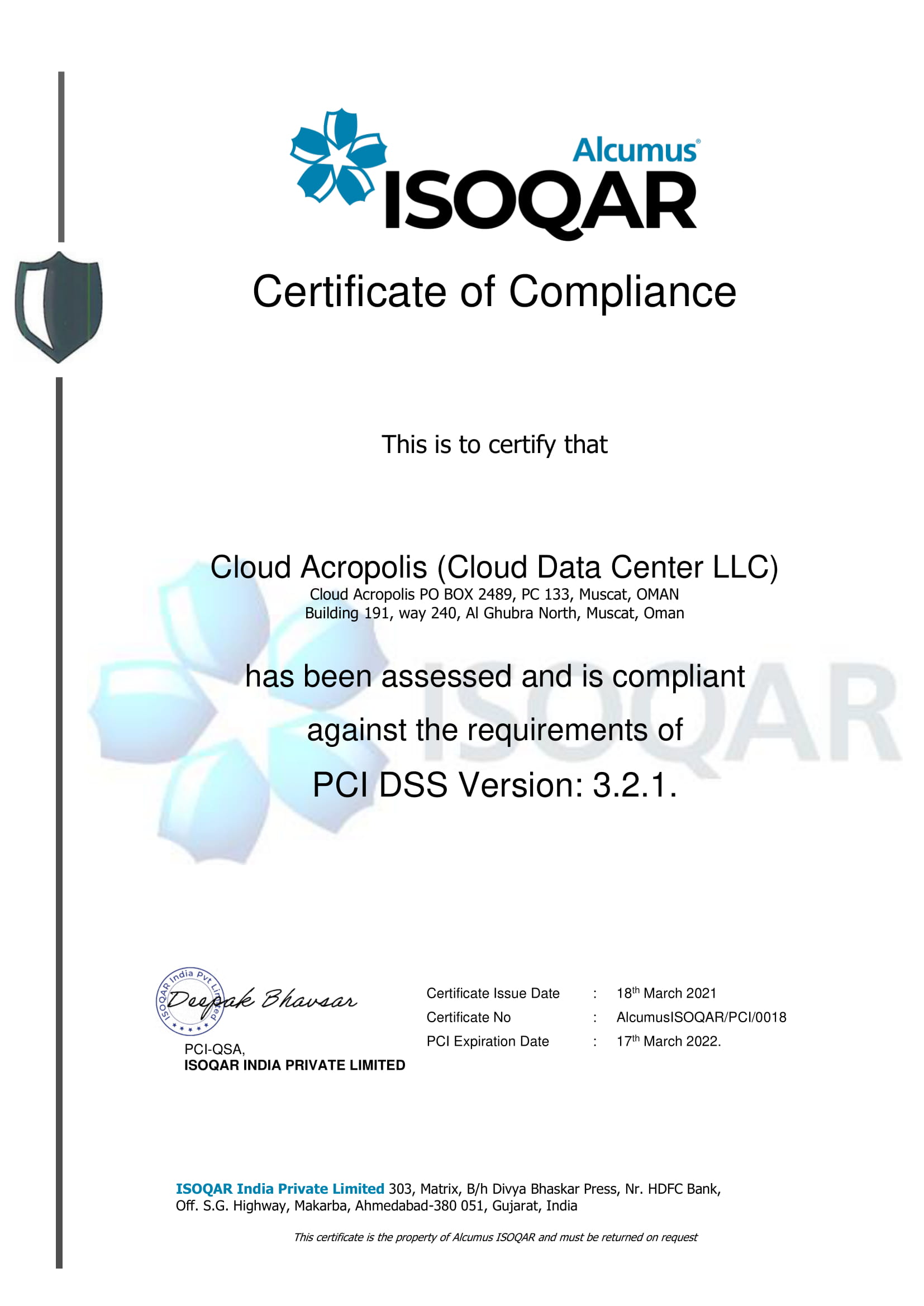 Cloud Acropolis COC PCIDSS